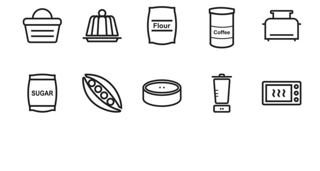 简约线稿食物饮品图标