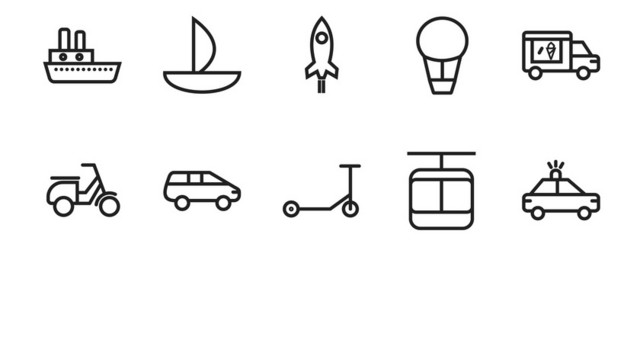 简约线稿交通工具图标