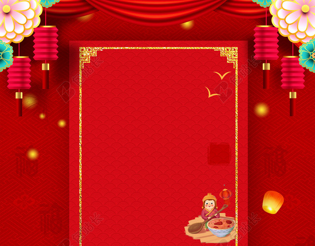 喜庆红色传统习俗猪年节日春节腊八节海报背景