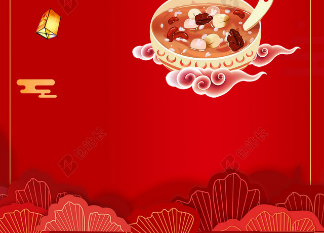 中国分红色传统习俗猪年节日春节腊八节海报背景