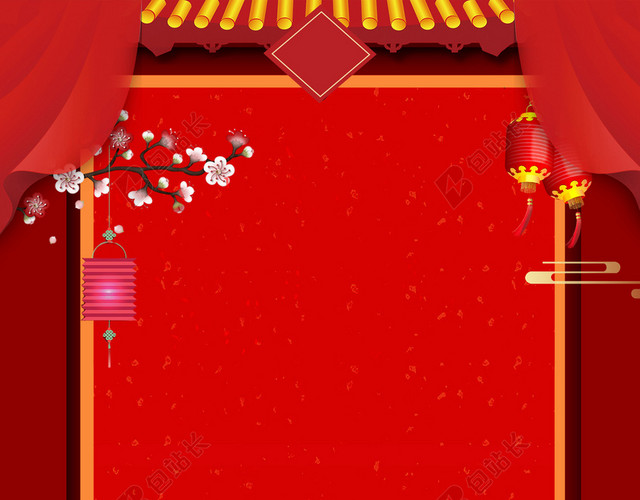喜庆红色传统习俗猪年节日春节腊八节海报背景