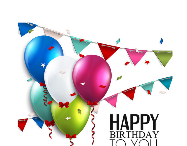 小清新生日旗帜气球