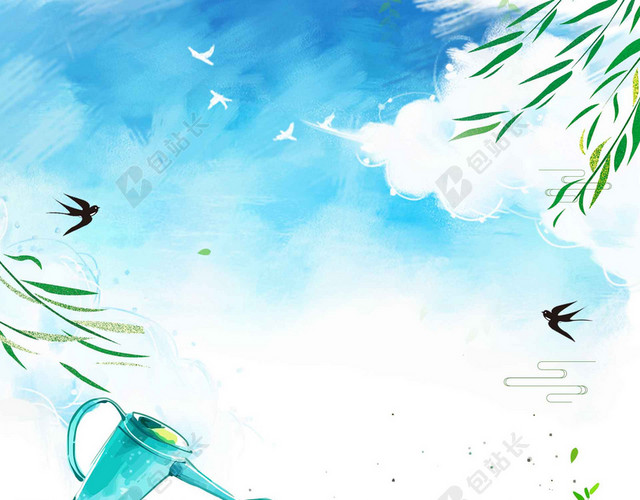 手绘卡通树苗312植树节绿色环保白色海报背景