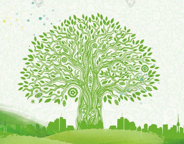 简约纹理抽象树312植树节绿色环保海报背景
