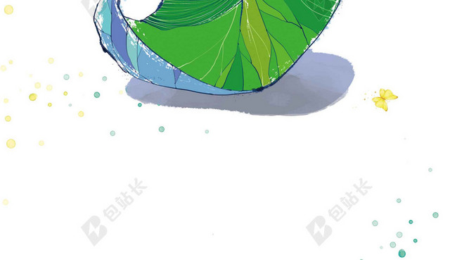 手绘树叶淋浴312植树节绿色环保海报背景