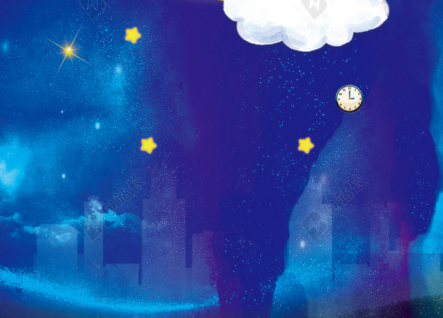 蓝色手绘夜空海报背景