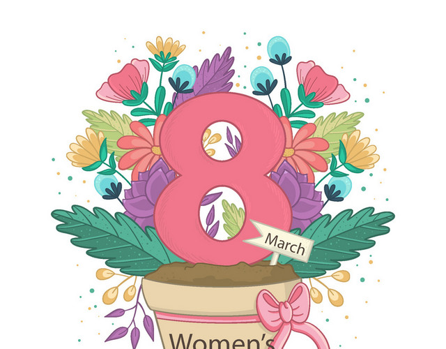 妇女节花束卡通矢量素材