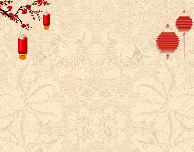 2019猪年团圆饭小年新年节日黄色花纹背景