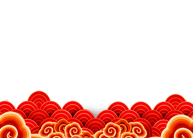 金色剪纸祥云边框