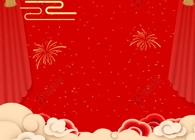 新春接福2019猪年红色幕布小年新年节日吉祥背景