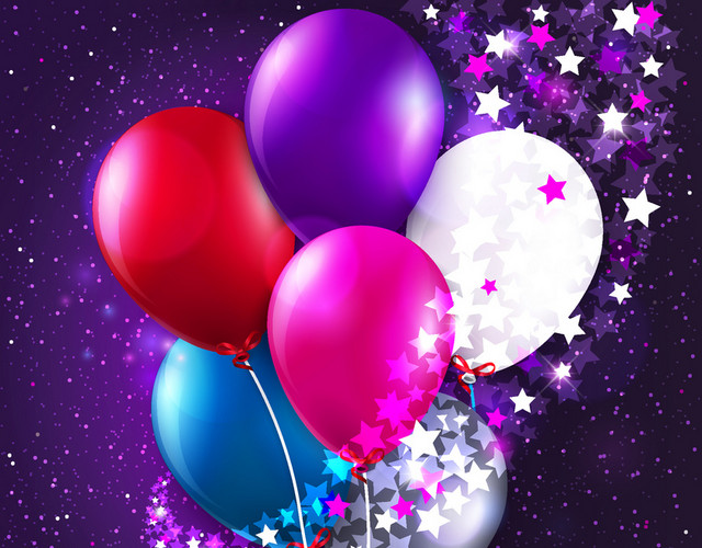 星星气球生日装饰矢量素材