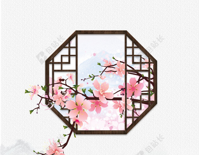 红色花朵中国传统节日立春二十四节气春天白色背景