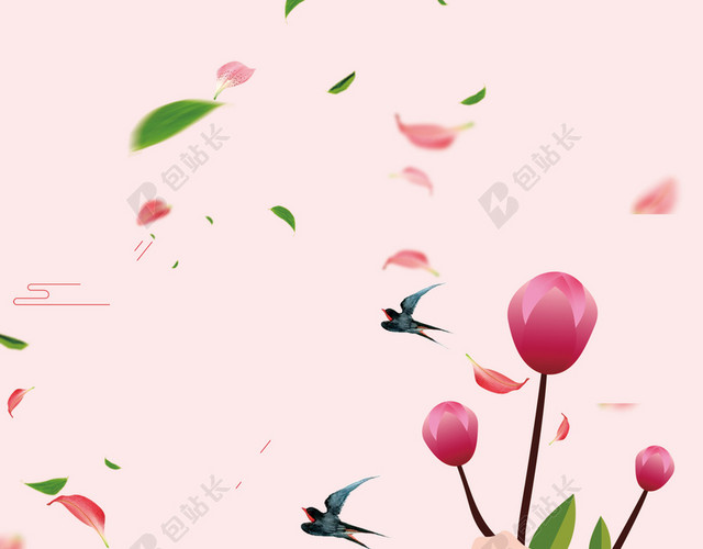 红色桃花中国传统节日立春二十四节气春天红色背景