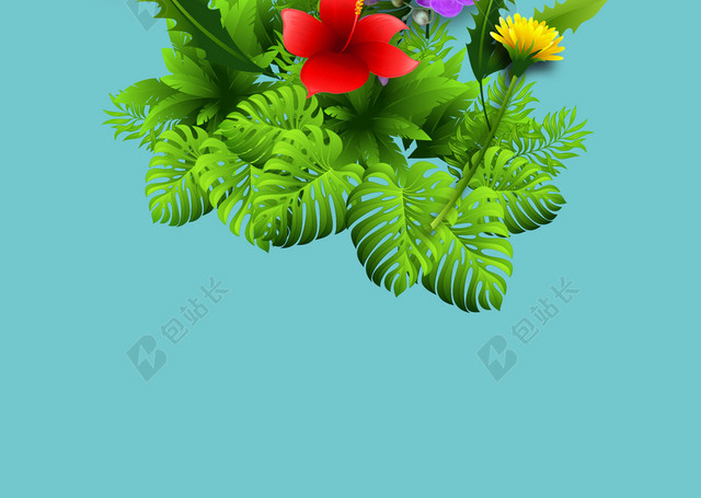 鲜花花束38妇女节女神节活动促销蓝色海报背景