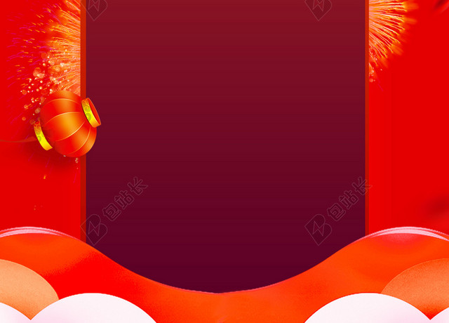 中国年红色喜庆2019新年猪年春节除夕新春过年海报红色背景素材