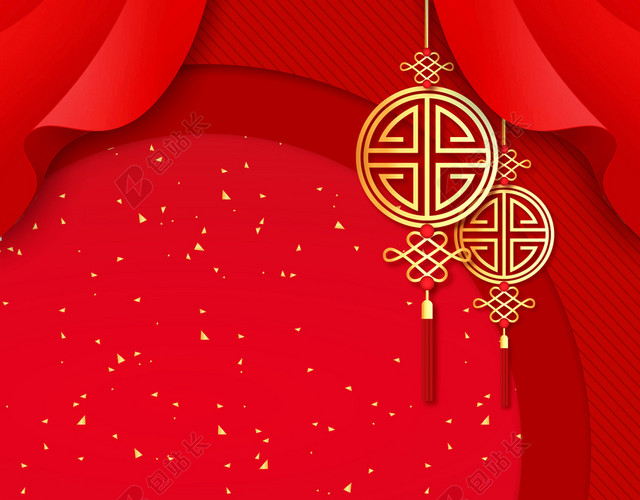 福袋新年猪年2019新春过年春节除夕海报红色背景素材