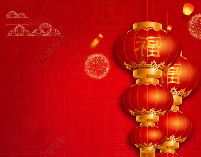 红色灯笼喜庆2019猪年新年新春过年春节海报红色背景素材