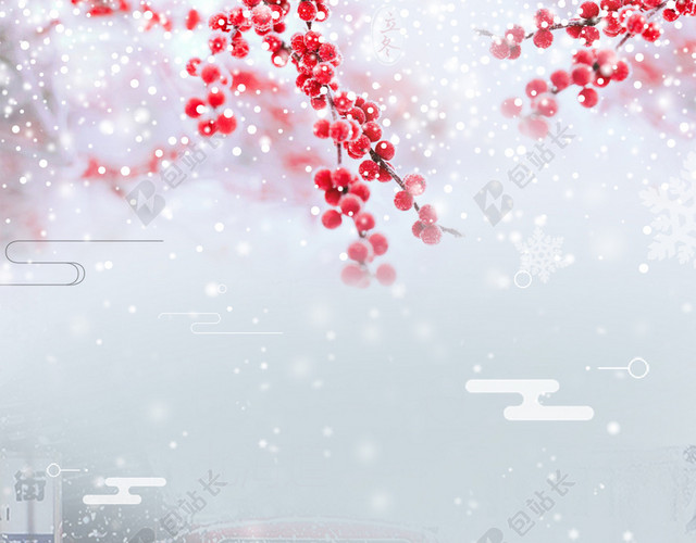 中国风瑞雪兆丰年大雪立春二十四节气春天海报背景