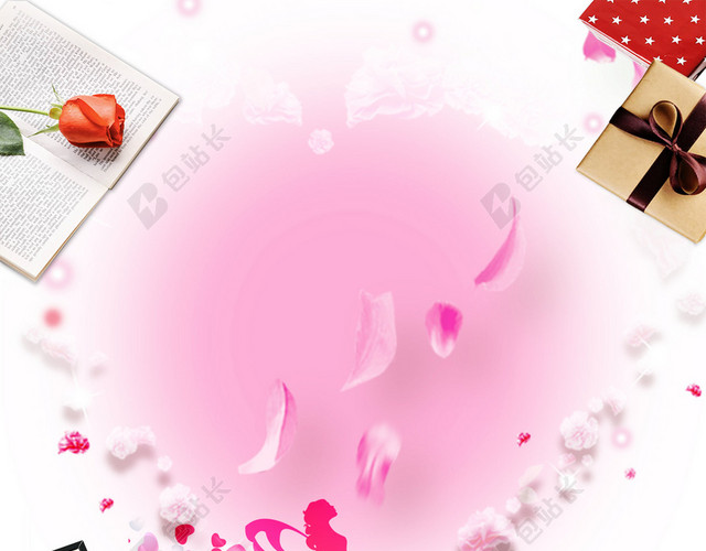 剪纸精灵报纸玫瑰38妇女节女神节活动促销白色海报背景