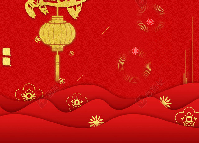 金猪贺年2019猪年新年春节除夕新春过年海报红色背景素材