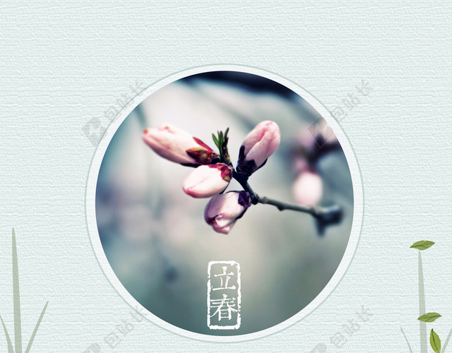 简约万物复苏花蕾待放立春二十四节气春天绿色海报背景