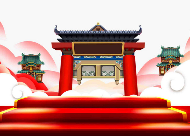 新年简约中国风中式建筑边框素材