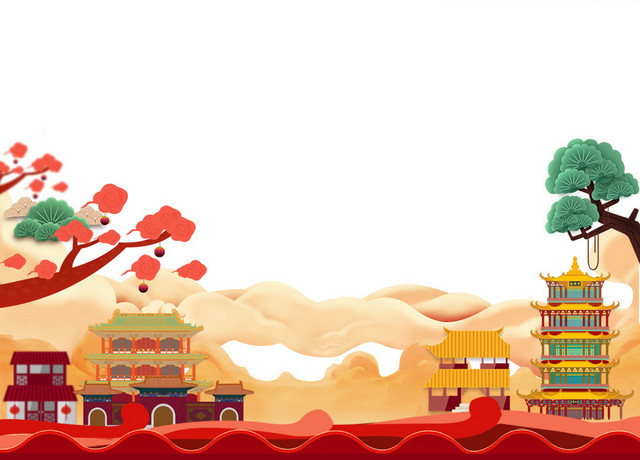 喜庆中式建筑边框