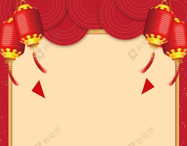 简约边框2019新年猪年拜年啦春节习俗喜庆黄色背景海报
