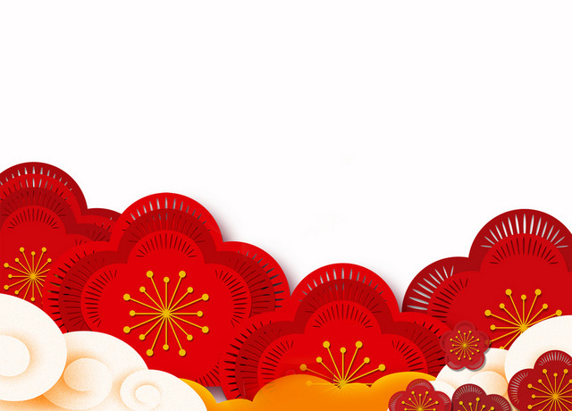 唯美白云花卉边框