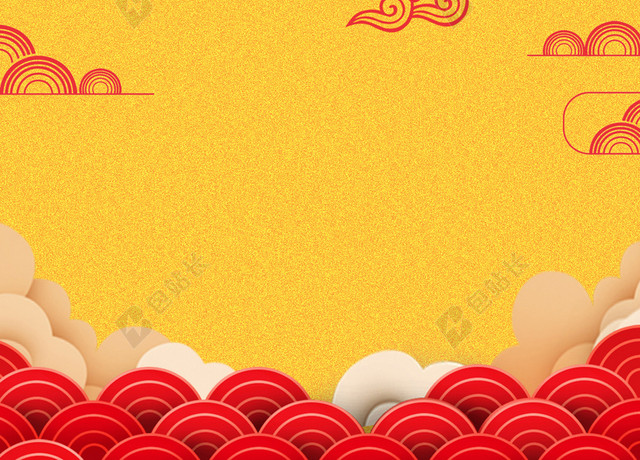 金红撞色2019新年猪年拜年啦春节习俗喜庆红色背景海报