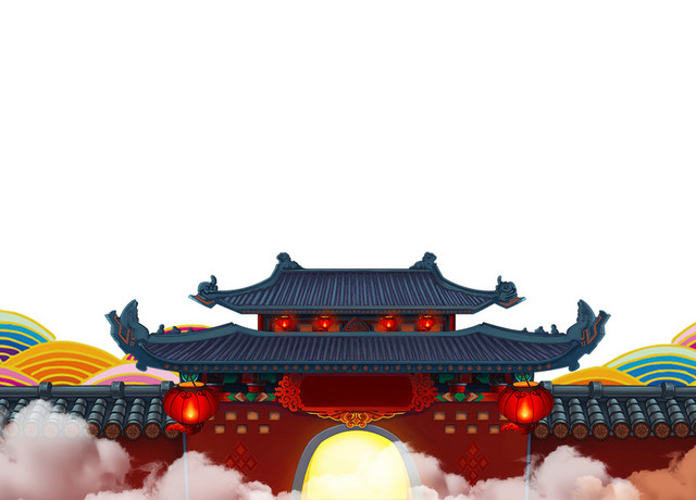 喜庆中国风中式建筑边框