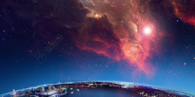 地球星空极光2019猪年新年年会颁奖舞台签到处背景素材
