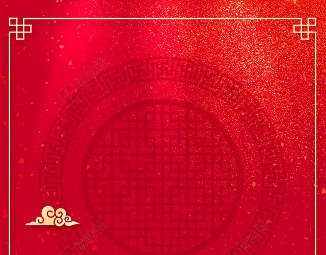 卡通小猪敲锣迎战2019猪年新年喜庆红色海报背景