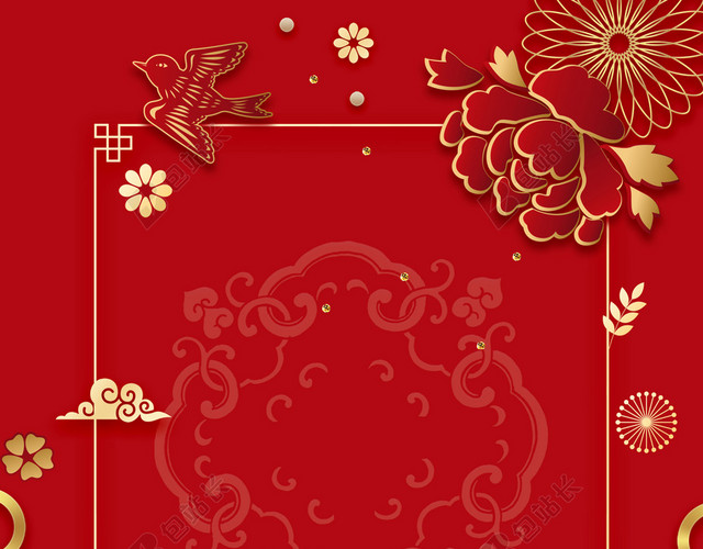 漂亮小猪迎战2019猪年新年喜庆红色海报背景