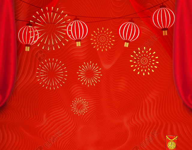 红色背景迎战2019猪年新年过年喜庆海报背景