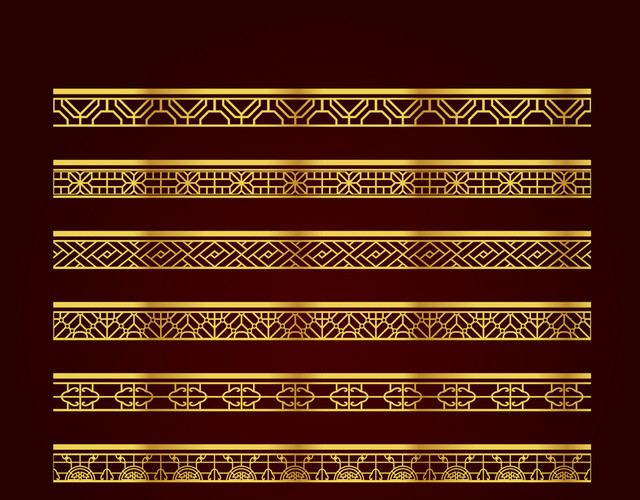 简约金色花纹花边