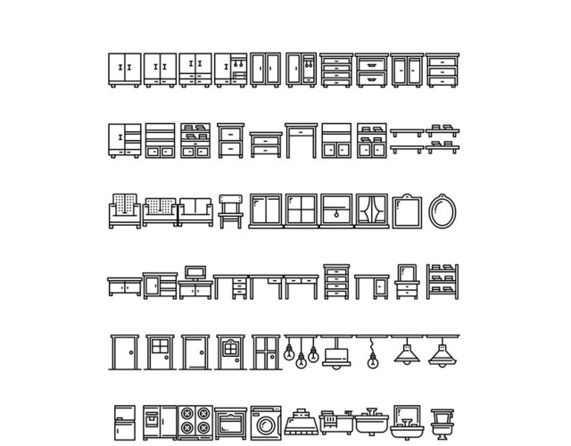 家具黑白图标
