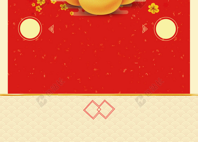大红国风正月初五财神迎财神2019新年猪年喜庆中国红海报背景