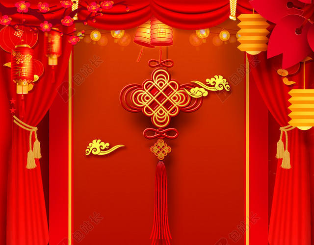 中国元宵节闹元宵赏花灯猜灯谜吃汤圆传统节日红色喜庆海报背景