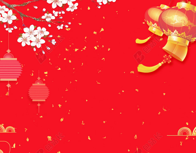 2019猪年过年新年春运回家过年红色喜庆海报背景