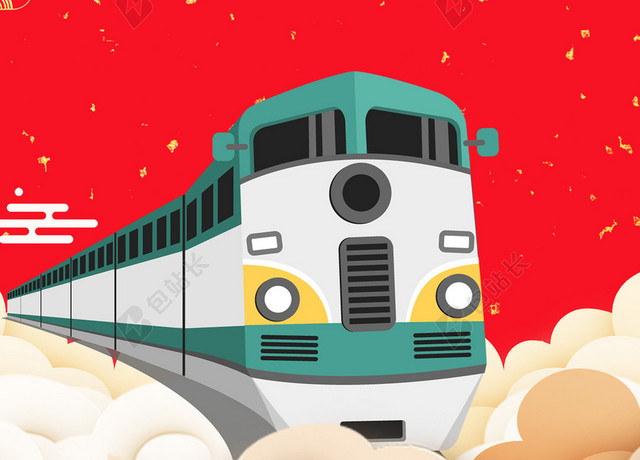 2019猪年过年新年春运回家过年红色喜庆海报背景