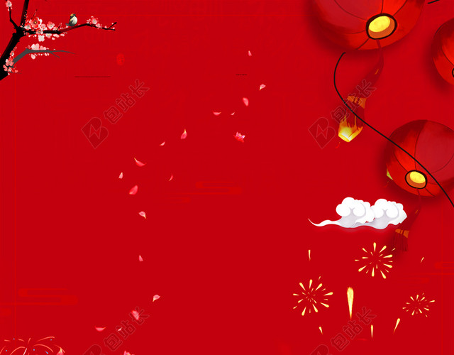 复古喜庆2019猪年过年新年春运回家过年海报背景