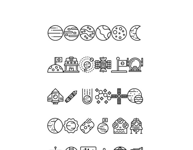 科技太空空间站黑白图标