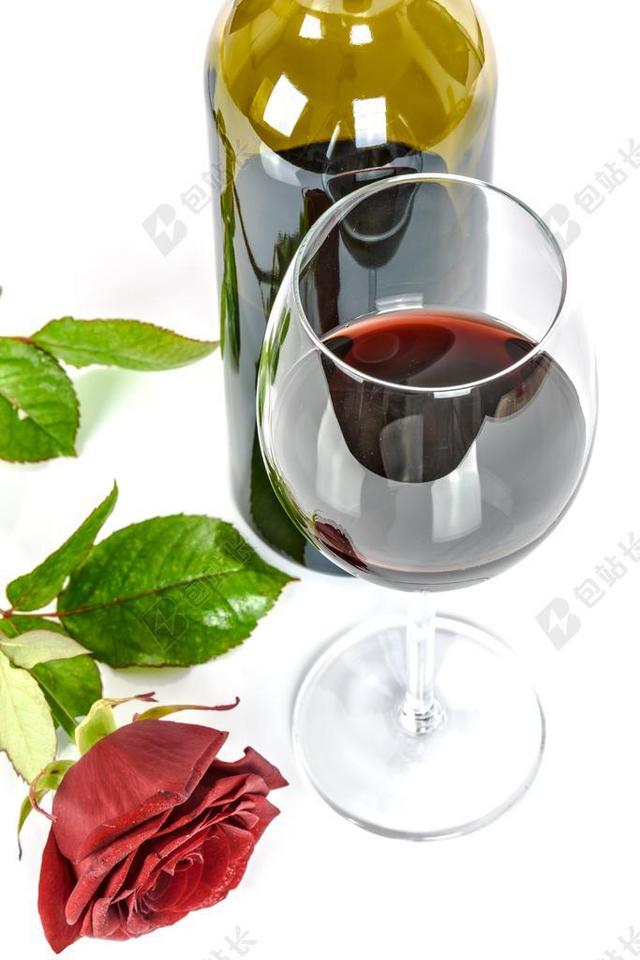 广告清新浪漫红酒配玫瑰背景图片