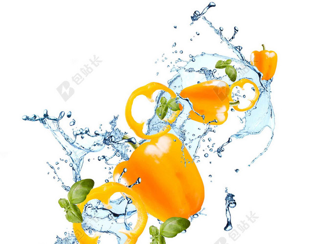 黄辣椒蔬菜水海报背景