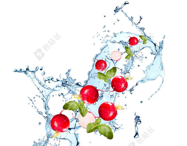 水萝卜蔬菜绿叶海报背景