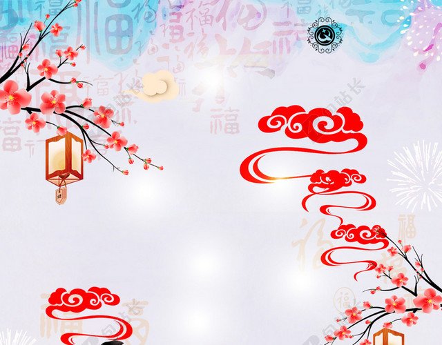 卡通水彩猪年元宵节吃汤圆闹元宵赏花灯猜灯谜 2019新年传统节日海报