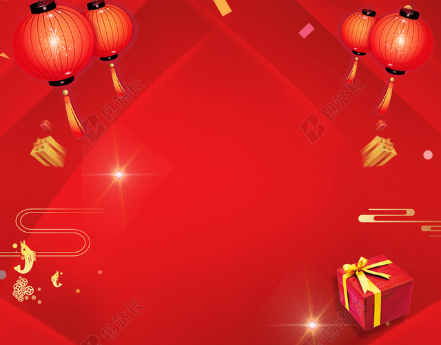 喜庆红色年末促年末促销年终大促新年猪年2019海报背景