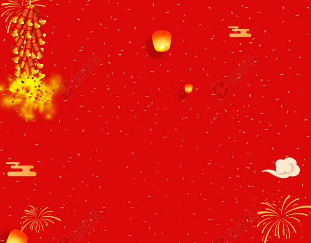 福猪舞狮年夜饭2019猪年新年过年红色喜庆海报背景