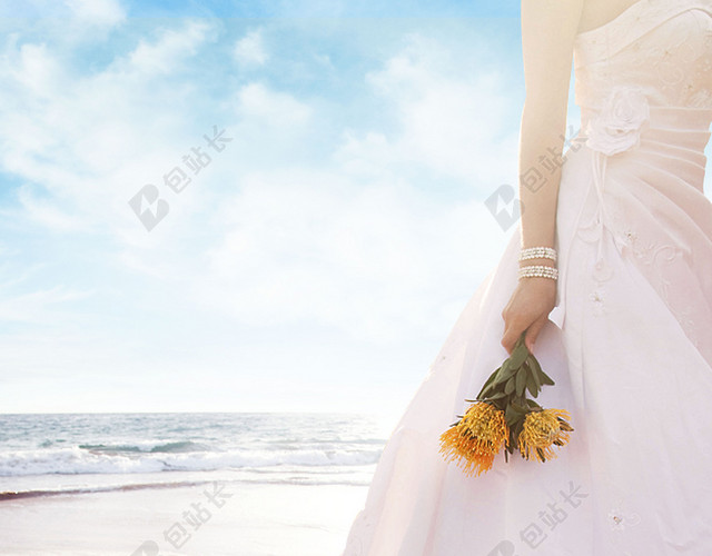蓝色小清新婚纱摄影结婚婚礼背景素材